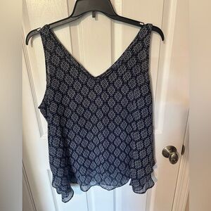 Lane Bryant Navy and White Geometric Camisole